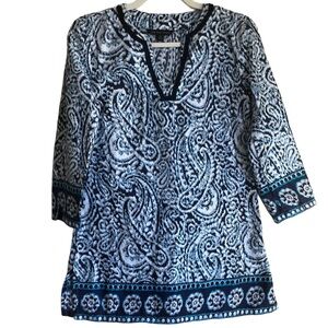 Brooks Brothers Paisley Tunic Top, Size XS.